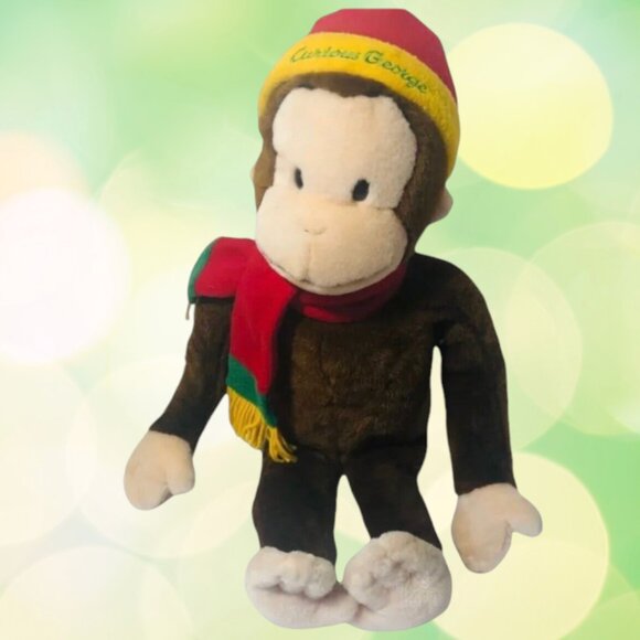 Vintage Curious George Soft Plush Monkey Large 24" Winter Hat & Scarf - Picture 16 of 16
